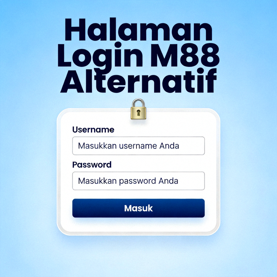 Halaman login M88 alternatif dengan form username dan password yang aman dan terenkripsi