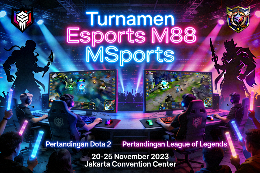 Halaman turnamen esports M88 MSports dengan berbagai pertandingan Dota 2 dan League of Legends